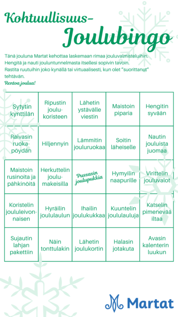 bingo joulu kohtuullisuus kalenteri